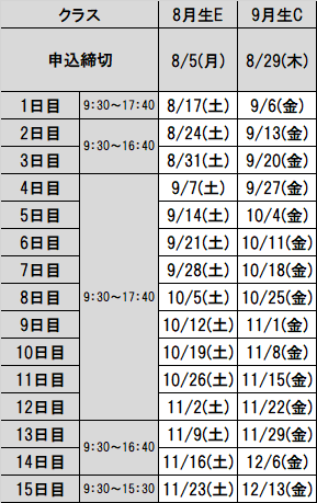 長崎初任者日程表