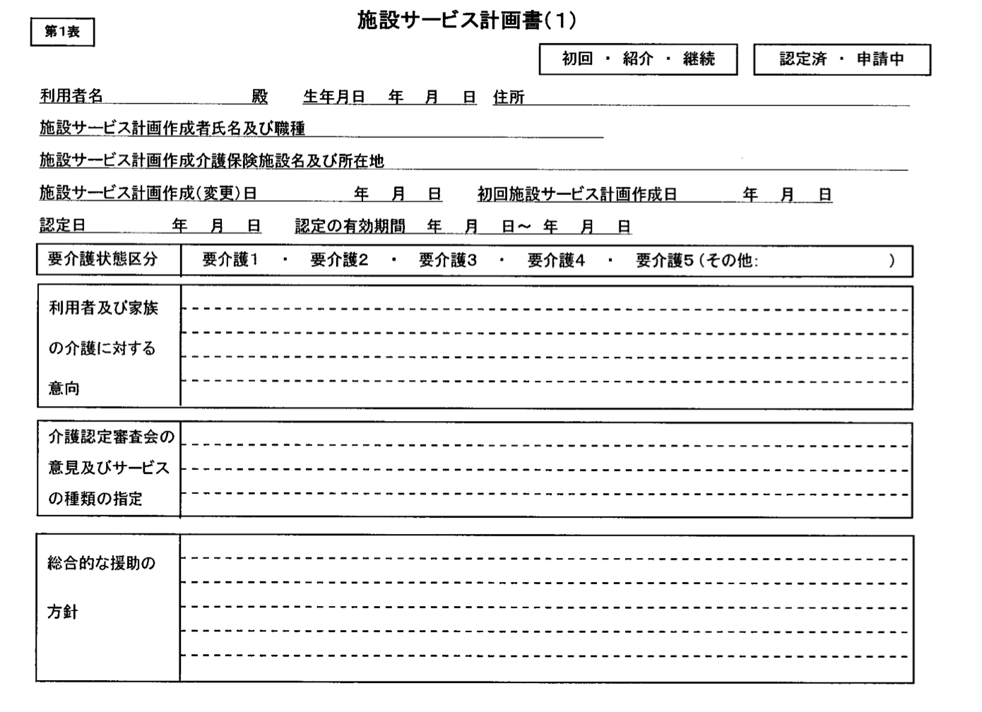 施設サービス計画書