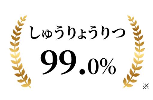 しゅうりょうりつ99％