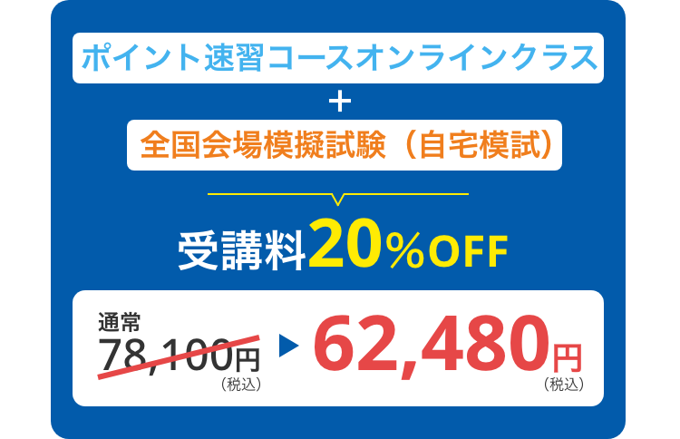 ポイント速習コースオンラインクラス＋全国会場模擬試験（自宅模試）